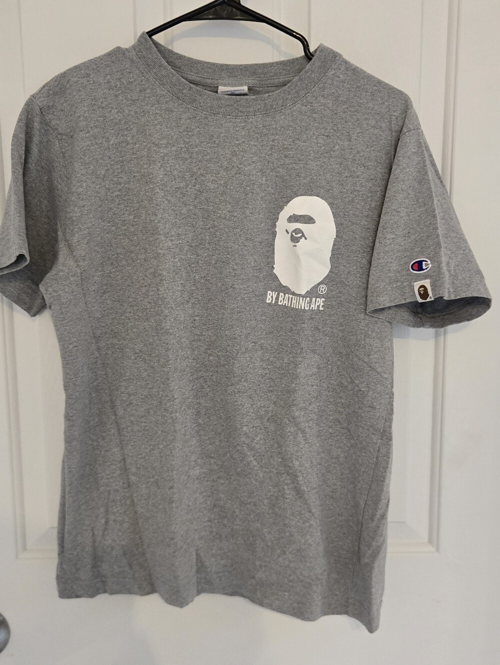 BAPE x Champion Gray Short Sleeve Logo Tee